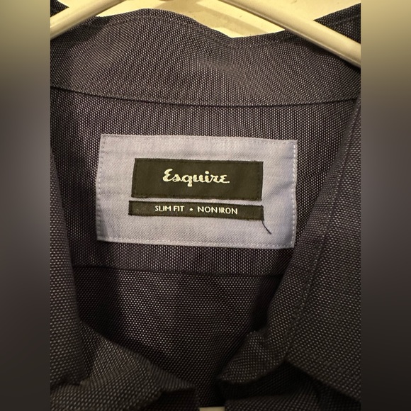 Esquire | Men’s Suit Shirt | Button Down Shirt | Navy Blue - Picture 8 of 11